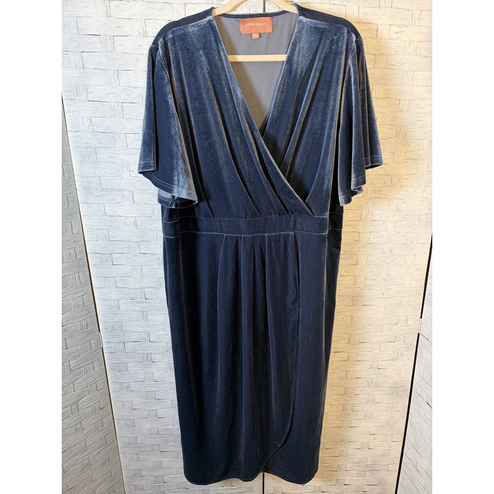 Jessakae women's dress midi wrap style velvet evening feminine plus size